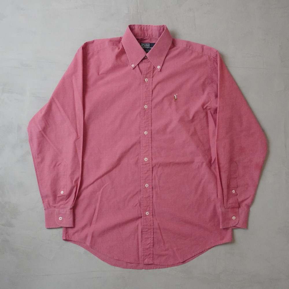 Vtg Polo Ralph Lauren Blake Shirt Mens 16 Pink Cotton Button Down Long Sleeve